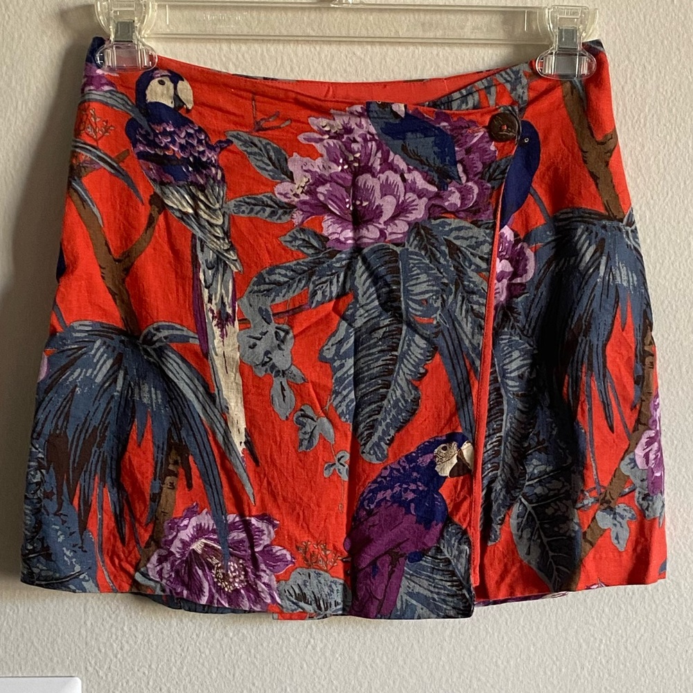 Urban Outfitters Tropical Orange Wrap Mini Skirt